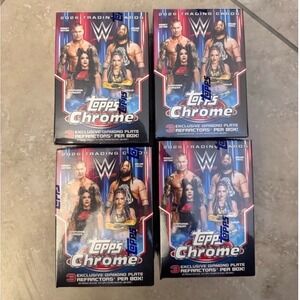 LOT OF 4 2026 WWE Topps Chrome Blaster Box Trading Cards  | 28 TOTAL CARDS EACH